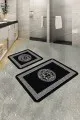 Yuvarlak Kaymaz Paspas Siyah Çerçeve Temalı Banyo Halısı Klozet Paspas Seti BS350