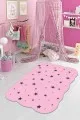 Bebek Halısı Modelleri Pembe Kaymaz Tabanlı Yıldızlı Lazer Kesim Bebek Halısı AR004