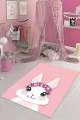 Pembe Yıkanabilir Kaymaz Tabanlı Tavşanlı Bebek Halısı AR088