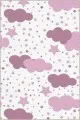 Pembe Bulutlu Halı Pembe Kaymaz Tabanlı Yıkanabilir Bulutlu Bebek Halısı KD026