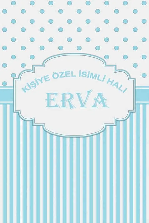İsme Özel Bebek Halısı Mavi Yıkanabilir Kaymaz Taban Bebek Halısı İsimli Halı KD10