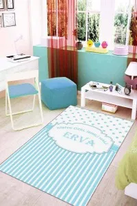 Mavi Yıkanabilir Kaymaz Taban Bebek Halısı İsimli Halı KD10