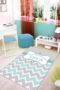 Mavi Yıkanabilir Kaymaz Taban Bebek Halısı İsimli Halı KD12