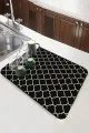 Fas Desen Siyah Bulaşık Matı Siyah Fas Desen Microfiber Bulaşık Kurutma Matı MM002