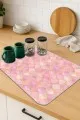 Pembe Fas Desen Microfiber Bulaşık Kurutma Matı MM003