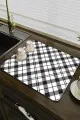 Ekoseli Siyah Bulaşık Kurutma Örtüsü Siyah Ekoseli Microfiber Bulaşık Kurutma Kurulama Matı MM004