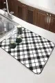 Ekoseli Siyah Bulaşık Kurutma Örtüsü Siyah Ekoseli Microfiber Bulaşık Kurutma Kurulama Matı MM004