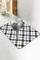 Ekoseli Siyah Bulaşık Kurutma Örtüsü Siyah Ekoseli Microfiber Bulaşık Kurutma Kurulama Matı MM004