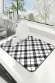Ekoseli Siyah Bulaşık Kurutma Örtüsü Siyah Ekoseli Microfiber Bulaşık Kurutma Kurulama Matı MM004