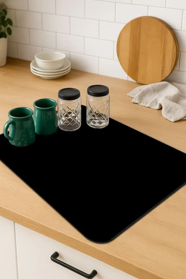 Siyah Sade Microfiber Bulaşık Kurutma Kurulama Matı MM007
