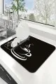 Mutfak Temalı Siyah Bulaşıklık Kurutma Matı Siyah Mutfak Temalı Microfiber Bulaşık Kurutma Matı MM008