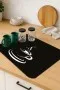 Siyah Mutfak Temalı Microfiber Bulaşık Kurutma Matı MM008