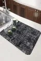 Gri Etnik Microfiber Bulaşık Kurutma Kurulama Matı MM013
