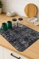 Gri Etnik Microfiber Bulaşık Kurutma Kurulama Matı MM013