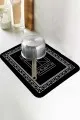 Etnik Siyah Kurutma Matı Siyah Etnik Microfiber Bulaşık Kurutma Kurulama Matı MM014