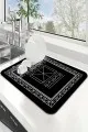 Etnik Siyah Kurutma Matı Siyah Etnik Microfiber Bulaşık Kurutma Kurulama Matı MM014
