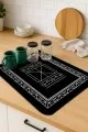 Etnik Siyah Kurutma Matı Siyah Etnik Microfiber Bulaşık Kurutma Kurulama Matı MM014