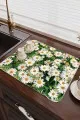 Çiçekli Yeşil Bulaşık Kurutma Pedi Yeşil Çiçekli Microfiber Bulaşık Kurutma Kurulama Matı MM016
