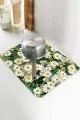 Çiçekli Yeşil Bulaşık Kurutma Pedi Yeşil Çiçekli Microfiber Bulaşık Kurutma Kurulama Matı MM016