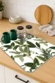 Çiçekli Yeşil Bulaşık Süzme Matı Yeşil Çiçekli Microfiber Bulaşık Kurutma Kurulama Matı MM017