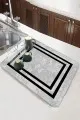 Çerçeveli Gri Bulaşıklık Matı Gri Çerçeveli Microfiber Bulaşık Kurutma Kurulama Matı MM018