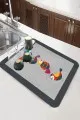 Papağanlı Gri Bulaşık Matı Gri Papağanlı Microfiber Bulaşık Kurutma Kurulama Matı MM022