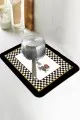 Mutfak Temalı Siyah Bulaşık Yıkama Matı Siyah Mutfak Temalı Microfiber Bulaşık Kurutma Matı MM023