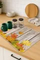 Turuncu 3D Çınar Bulaşıklık Kurutma Matı 3D Çınar Turuncu Microfiber Bulaşık Kurutma Matı MM028