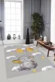 Kaymaz Tabanlı Çocuk Halısı Gri Kaymaz Tabanlı Filli Bebek Halıları Çocuk Halısı AR1019