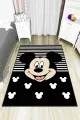 Çoçuk Odası Halı Fiyatları Siyah Kaymaz Tabanlı Yıkanan Miki Mouse Çocuk Halısı AR790