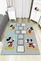 Çoçuk Odası Halı Fiyatları Turkuaz Kaymaz Tabanlı Yıkanır Miki Mouse Çocuk Halısı AR791