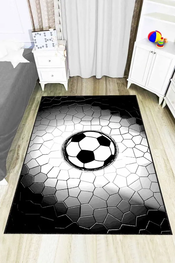 Beşiktaşlı Halı Fiyatları Siyah Beyaz Kaymaz Tabanlı Beşiktaş Taraftar Halısı AR840