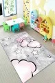 Kız Çocuk Halı Modelleri Pembe Kaymaz Tabanlı Yıkanabilir Ayıcıklı Çocuk Halısı KD023