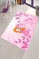 Unicorn Çocuk Halısı Pembe Kaymaz Tabanlı Unicorn Prensesli Çocuk Halısı KD076