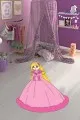 Pembe Çocuk Halısı Pembe Kaymaz Taban Prensesli Lazer Kesim Çocuk Halısı KD091