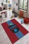 Bordo Ve Mavi Kaymaz Tabanlı Yıkanabilir Taraftar Halısı KD107