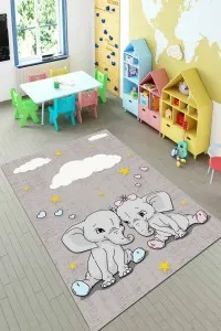 Gri Kaymaz Tabanlı Filli Bebek Halıları Çocuk Halısı KD120 Gri Kaymaz Tabanlı Filli Bebek Halıları Çocuk Halısı KD120