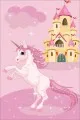Pembe Kaymaz Tabanlı Yıkanabilir Unicorn Çocuk Halısı KD123