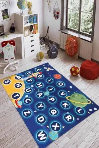 Lacivert Kaymaz Taban Uzay Eğitici Harfli Çocuk Halısı KD99 Lacivert Kaymaz Taban Uzay Eğitici Harfli Çocuk Halısı KD99