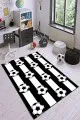 Beşiktaş Yolluk Siyah Beyaz Kaymaz Tabanlı Beşiktaş Taraftar Halısı VH047