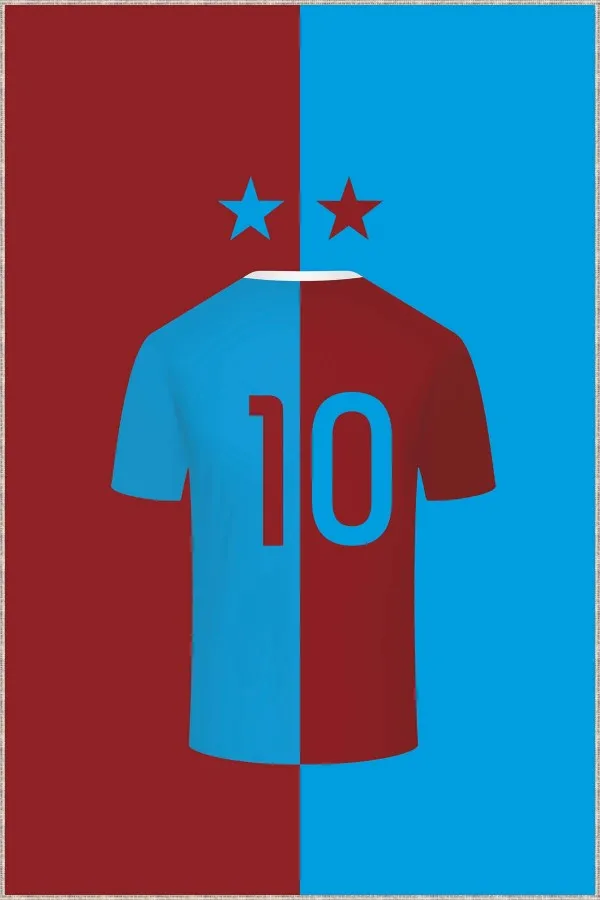 Trabzon Spor Halı Bordo Mavi Kaymaz Tabanlı Trabzon Taraftar Halısı VH049