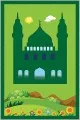 İsme Özel Çocuk Seccadesi Yeşil Cami Temalı Unisex Çocuk Seccadesi CS06