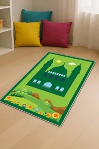 Yeşil Cami Temalı Unisex Çocuk Seccadesi CS06 Yeşil Cami Temalı Unisex Çocuk Seccadesi CS06