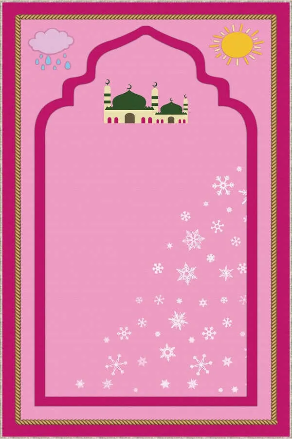 Çocuk Namaz Seccadesi Pembe Cami Temalı Kız Çocuk Seccadesi CS28