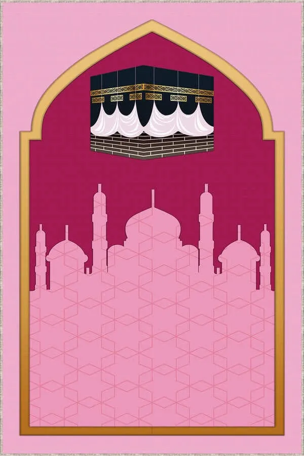 Çocuk Namazlığı Pembe Cami Temalı Kız Çocuk Seccadesi CS29