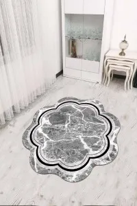 Gri Çerçeveli Kaymaz Tabanlı Lazer Kesim Halı RV308 Gri Çerçeveli Kaymaz Tabanlı Lazer Kesim Halı RV308