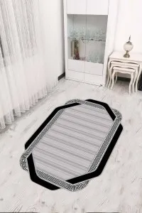 Gri Çerçeveli Kaymaz Tabanlı Lazer Kesim Halı RV310 Gri Çerçeveli Kaymaz Tabanlı Lazer Kesim Halı RV310