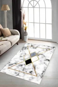 Gold Mermer Görünümlü Kaymaz Tabanlı Dekoratif Halı AR015 Gold Mermer Görünümlü Kaymaz Tabanlı Dekoratif Halı AR015