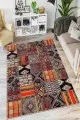 Patchwork Yolluk Modelleri Turuncu Patchwork Kaymaz Tabanlı Dekoratif Halı AR750