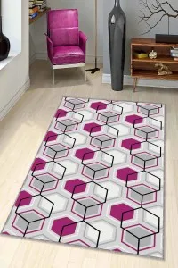 Fuşya Petek Kaymaz Tabanlı Makinede Yıkanabilir Halı BE02 Fuşya Petek Kaymaz Tabanlı Makinede Yıkanabilir Halı BE02